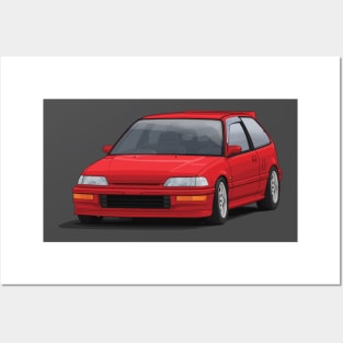 Civic EF hatch Red Posters and Art